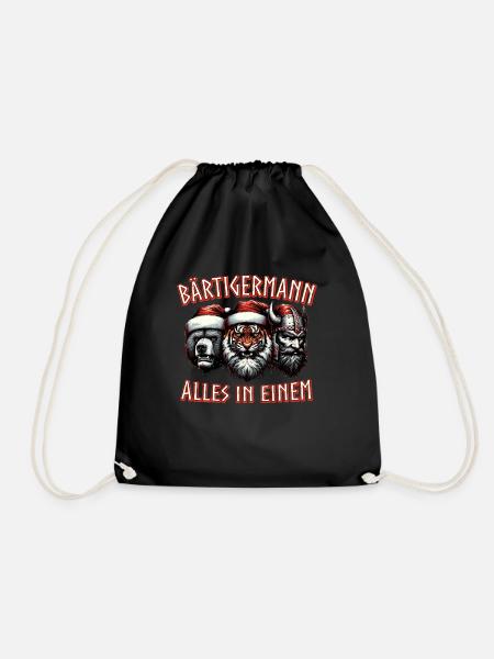 Bärtigermann alles in einem Wikinger Weihnachten - Turnbeutel - Schwarz