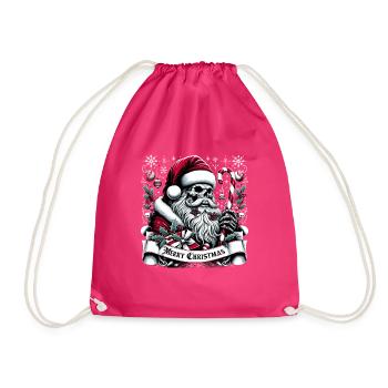 Merry Christmas Creepy Goth Santa Pajama - Drawstring Bag - fuchsia - Front