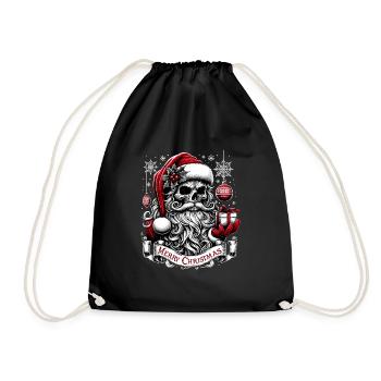 Merry Christmas Creepy Goth Santa Pajama - Drawstring Bag - black - Front