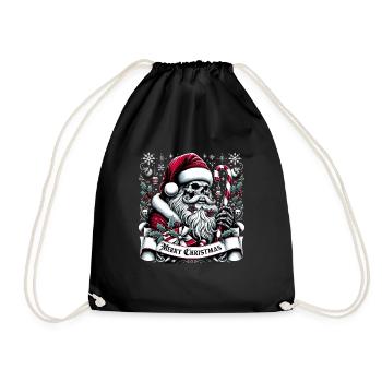 Merry Christmas Creepy Goth Santa Pajama - Turnbeutel - Schwarz - Vorne