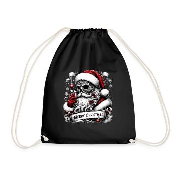 Merry Christmas Creepy Goth Santa Pajama - Drawstring Bag - black - Front