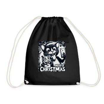 Chat et souris Selfie Joyeux Noël Drôle - Sac de sport léger - noir - Devant