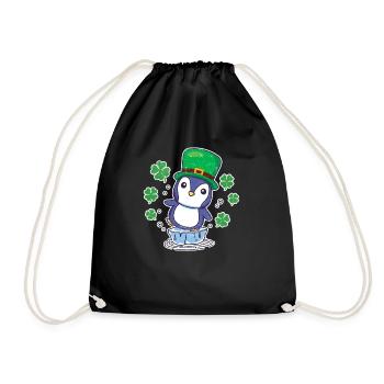 Irish Penguin Leprechaun Tier niedlich Vogel - Turnbeutel - Schwarz - Vorne