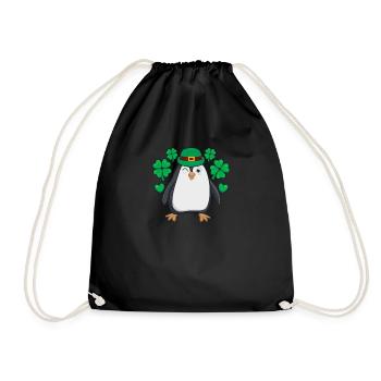 Irish Penguin Leprechaun Tier niedlich Vogel - Turnbeutel - Schwarz - Vorne
