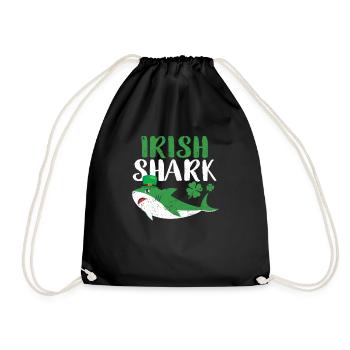 Irischer Hai Grün Lustig St Patricks Day Tier - Turnbeutel - Schwarz - Vorne