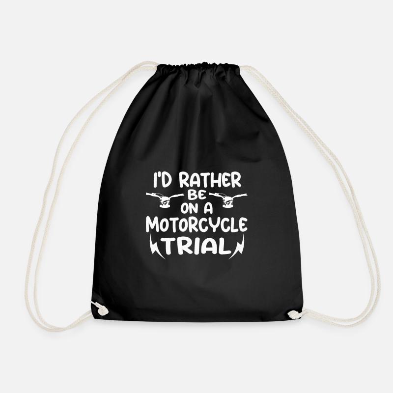 I'd Rather Ride Motorcycle Trial Handlebars - Drawstring Bag - black
