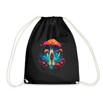 Mushroom | Fantasy Pilze Wald Natur Goa Festival - Turnbeutel - Schwarz - Vorne