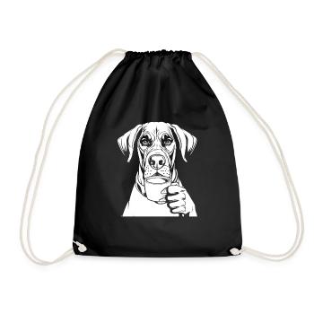 Deutsche Dogge Kaffee - Turnbeutel - Schwarz - Vorne