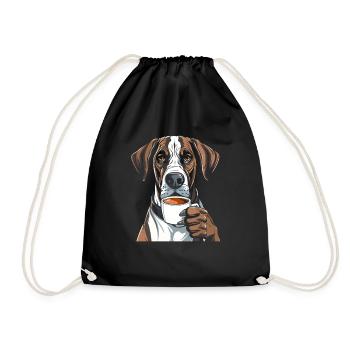 Deutsche Dogge Kaffee - Turnbeutel - Schwarz - Vorne