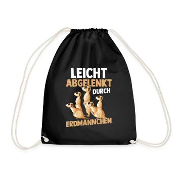 Leicht Abgelenkt Durch Erdmännchen - Turnbeutel - Schwarz - Vorne