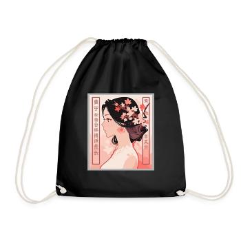 Vintage Japanisch Ästhetik Otaku Anime Girl - Turnbeutel - Schwarz - Vorne