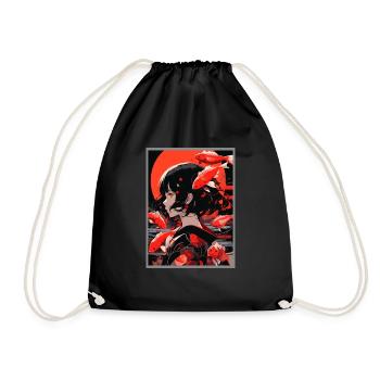 Vintage Japanisch Ästhetik Otaku Anime Girl - Turnbeutel - Schwarz - Vorne