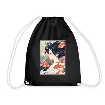Vintage Japanisch Ästhetik Otaku Anime Girl - Turnbeutel - Schwarz - Vorne