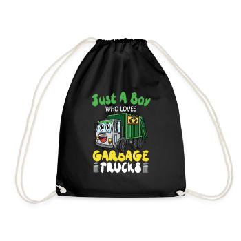 Garbage Truck Just A Boy Who Loves Garbage Trucks - Drawstring Bag - black - Front