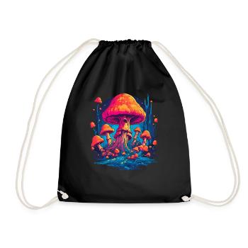 Mushroom | Fantasy Pilze Wald Natur Goa Festival - Turnbeutel - Schwarz - Vorne