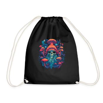 Fantasy Mushroom | Forest | Nature | Goa Festival - Drawstring Bag - black - Front