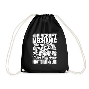 The Hardest Part Of Aircraft Mechanic - Drawstring Bag - black - Front