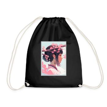 Vintage Japanisch Ästhetik Otaku Anime Girl - Turnbeutel - Schwarz - Vorne