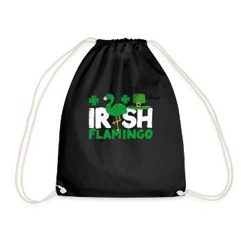 Irish Flamingo Green Bird St Patrick's Day - Drawstring Bag - black - Front