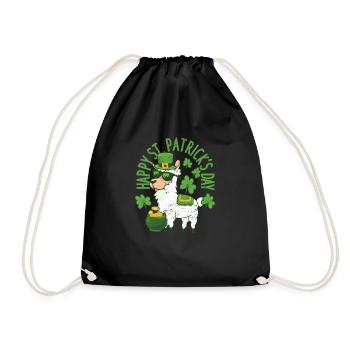 Glücklich St. Patricks Day Llama Grün Alpaka Lucky - Turnbeutel - Schwarz - Vorne
