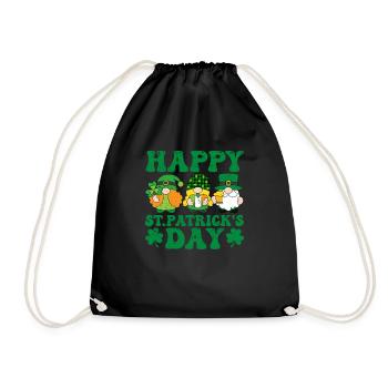 Drei Gnome Irish Shamrock St Patricks Day Lucky - Turnbeutel - Schwarz - Vorne