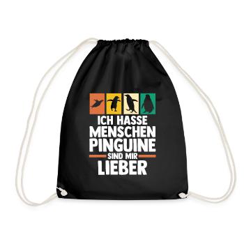 Pinguin - Turnbeutel - Schwarz - Vorne