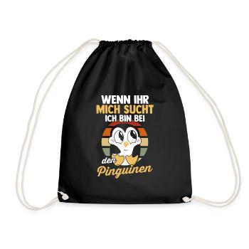 Pinguin - Turnbeutel - Schwarz - Vorne