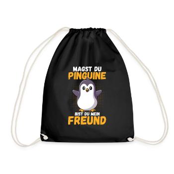 Pinguin - Turnbeutel - Schwarz - Vorne