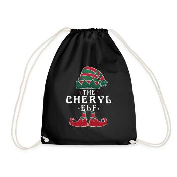 Cheryl Elf Family Matching Group Christmas Dad - Drawstring Bag - black - Front