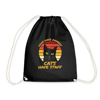 Hunde haben Besitzer. Katzen haben Personal - Lustiges Katzengeschenk - Turnbeutel - Schwarz - Vorne