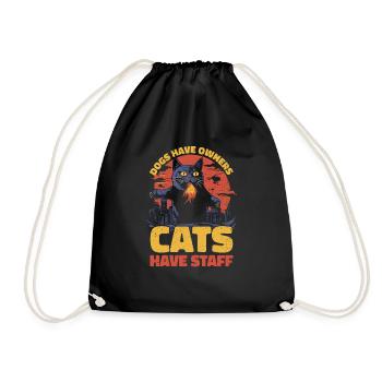 Hunde haben Besitzer. Katzen haben Personal - Lustiges Katzengeschenk - Turnbeutel - Schwarz - Vorne