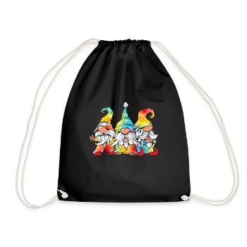 Three Hippie Gnomes Groovy Bandage Dye Gnomies - Drawstring Bag - black - Front