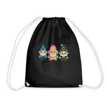 Three Hippie Gnomes Groovy Bandage Dye Gnomies - Drawstring Bag - black - Front
