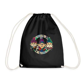 Three Hippie Gnomes Groovy Bandage Dye Gnomies - Drawstring Bag - black - Front