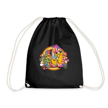 Three Hippie Gnomes Groovy Bandage Dye Gnomies - Drawstring Bag - black - Front