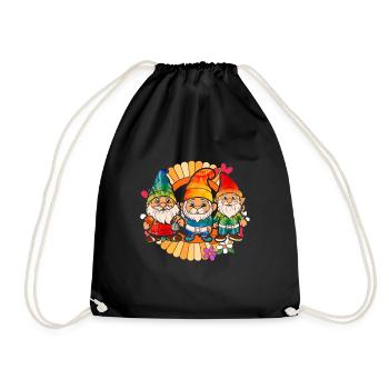 Three Hippie Gnomes Groovy Bandage Dye Gnomies - Drawstring Bag - black - Front