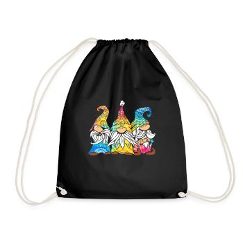 Three Hippie Gnomes Groovy Bandage Dye Gnomies - Drawstring Bag - black - Front