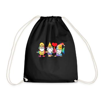 Three Hippie Gnomes Groovy Bandage Dye Gnomies - Drawstring Bag - black - Front