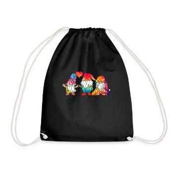 Three Hippie Gnomes Groovy Bandage Dye Gnomies - Drawstring Bag - black - Front