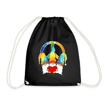 Three Hippie Gnomes Groovy Bandage Dye Gnomies - Drawstring Bag - black - Front