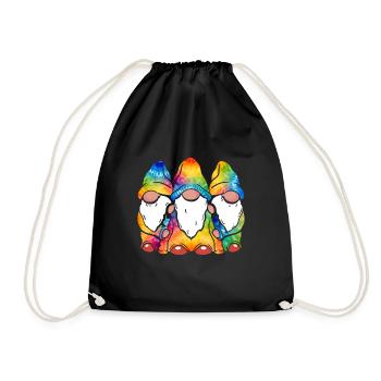 Three Hippie Gnomes Groovy Bandage Dye Gnomies - Drawstring Bag - black - Front