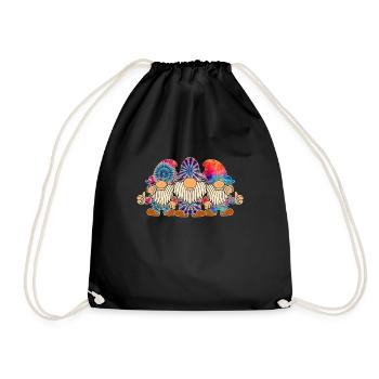 Three Hippie Gnomes Groovy Bandage Dye Gnomies - Drawstring Bag - black - Front