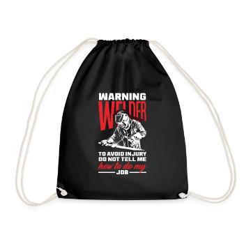 Funny Welder Gift - Drawstring Bag - black - Front