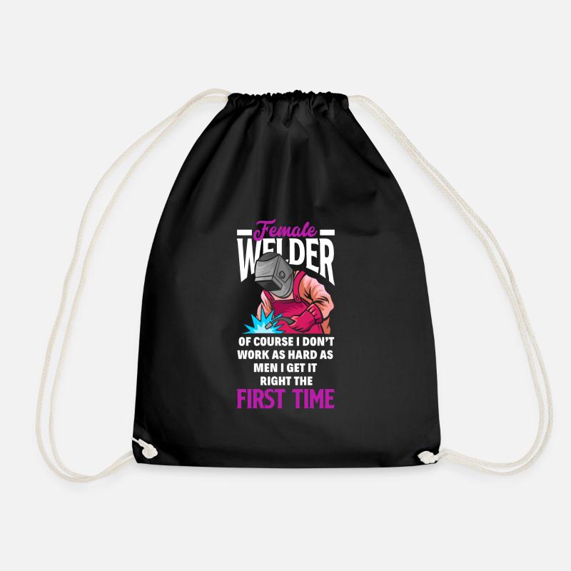 Funny Welder Gift - Drawstring Bag - black