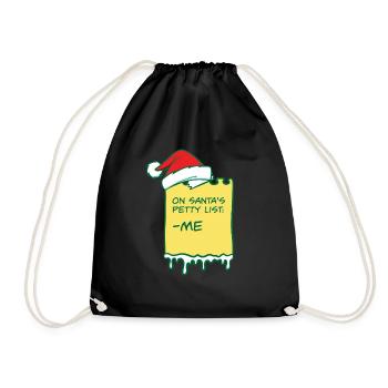 On Santa's Claus Petty List Christmas Pajama - Drawstring Bag - black - Front