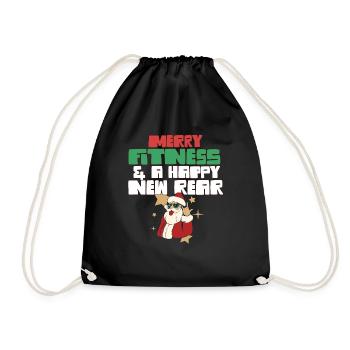 Merry Fitness And A Happy New Rear Christmas Gym - Turnbeutel - Schwarz - Vorne