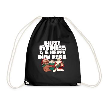 Merry Fitness And A Happy New Rear Gym Christmas - Drawstring Bag - black - Front