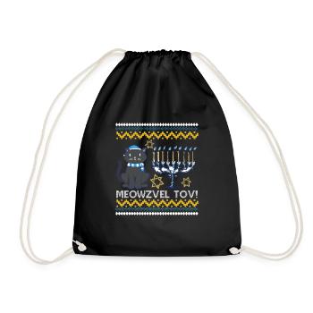 Meowzel Tov Hanoukka Ugly Noël Pull Chat - Sac de sport léger - noir - Devant