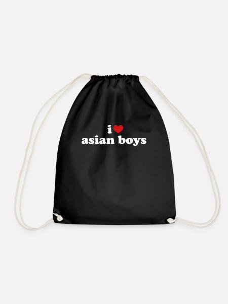 I Love Asian Boys Relationship - Drawstring Bag - black