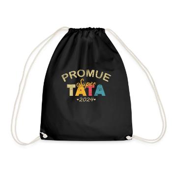 Promue Tata 2024 French Pregnancy Announcement - Drawstring Bag - black - Front